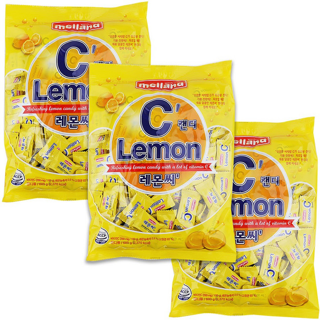 멜랜드 레몬씨 캔디, 600g, 3개