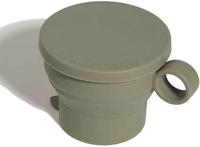 비비또 실리콘 뉴폴딩컵 야외용 행사 사은품 판촉물, 올리브그레이, 1개