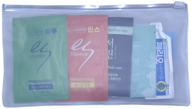 일회용 여행용 세트A 세면도구 1회용 비품 파우치 간편휴대 간편사용 샴푸 린스 바디 폼 칫솔 치약 샤워타올, 1개