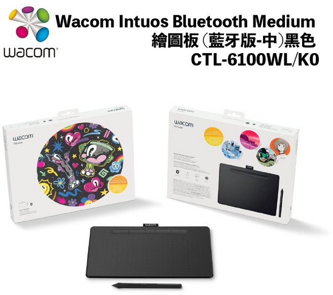 Wacom Intuos 藍牙中型繪圖板 CTL-6100WL/K0 (黑色)
