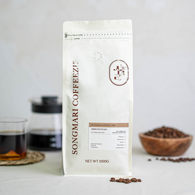 [당일로스팅]송마리커피집 산미없는 과테말라 안티구아 SHB 원두커피, 1개, 1kg, 홀빈(분쇄안함)