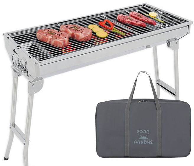 캠핑몽 포터블 바베큐그릴 + 전용 가방 SET 접이식 캠핑 숯불 야외 화로 스텐 석쇠 휴대용 대형, 1개