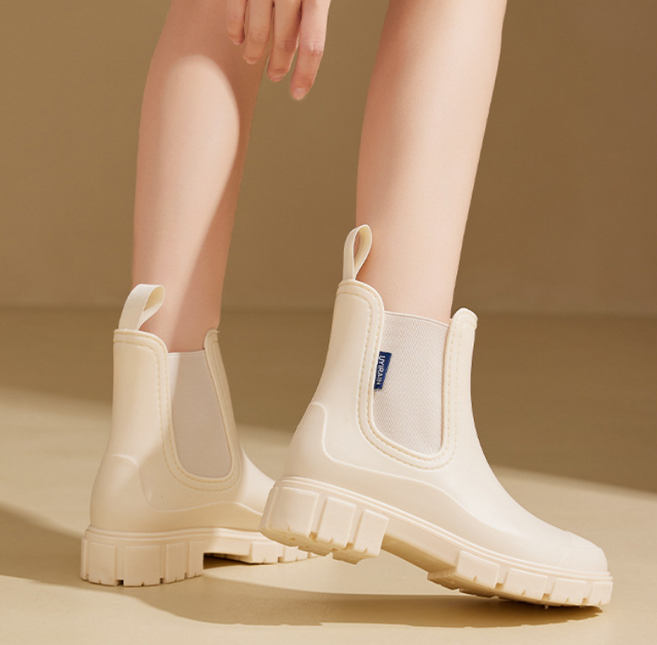아와유키 여성 패션 숏 방수 첼시 레인부츠 장화 3CM