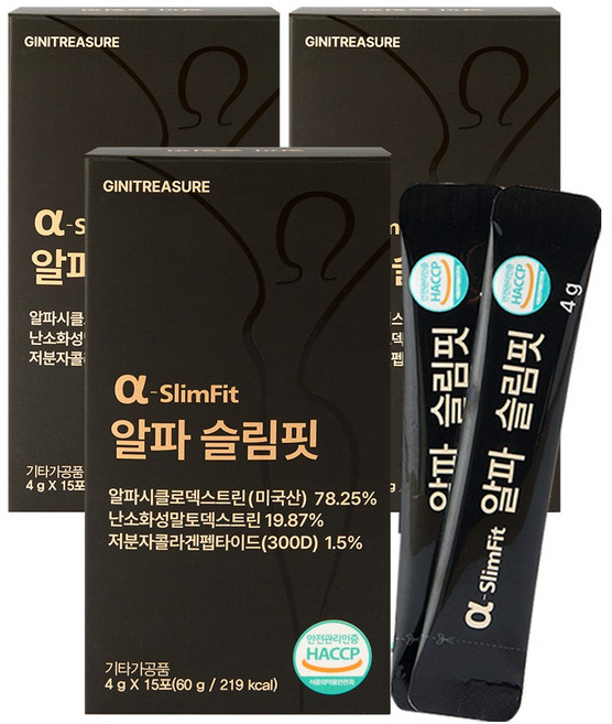 지니트레저 알파CD 알파슬림핏 알파시클로덱스트린 3130mg 15포, 3개, 60g