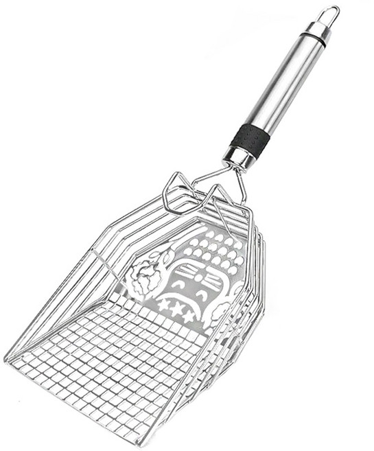 스텐 대형 고양이 깔끔정리 화장실 모래삽 배변 모래 삽, 1개, 실버