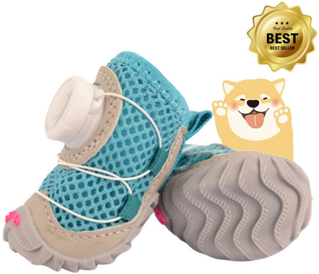 누누마켓 미끄럼방지 논슬립 사이즈조절 강아지 산책 신발, 블루, 1세트