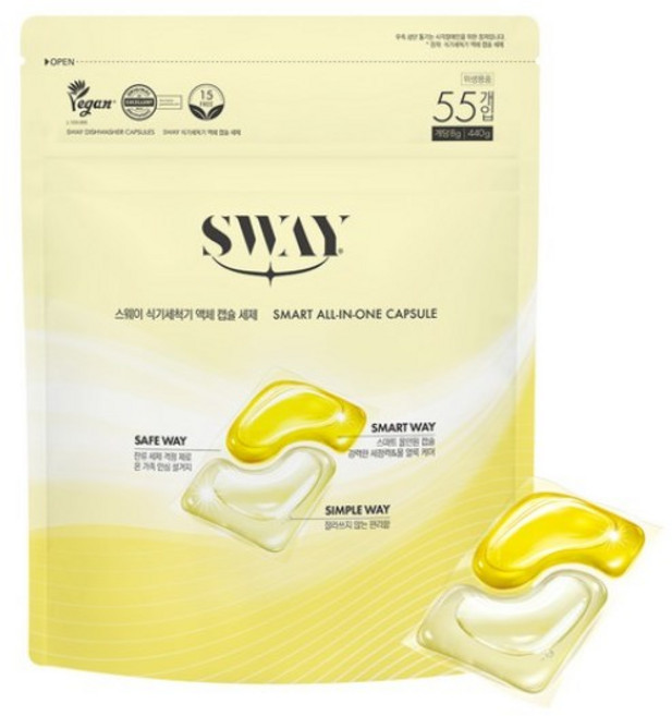 [스웨이] 액체캡슐 식기세척기세제 레몬향 (8g*55입), 440g, 1개