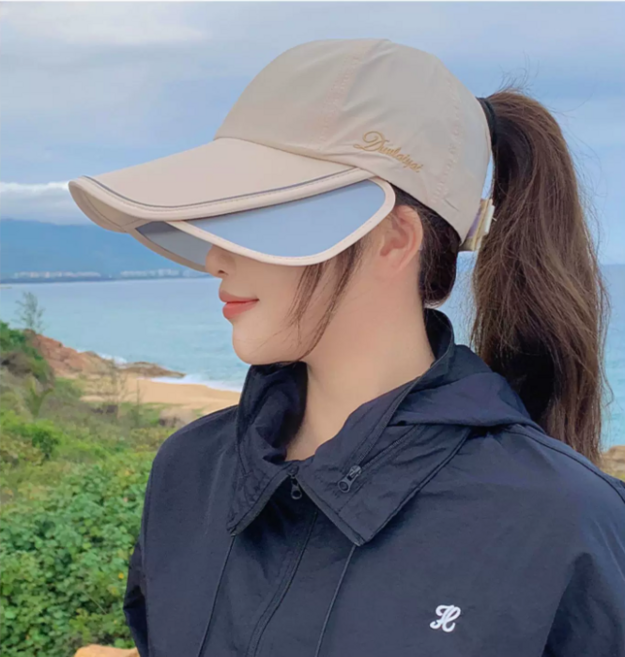 러비네 자외선차단 슬라이드 캡 햇빛가리개 와이드 여름용 매쉬 챙넓은 등산 골프모자