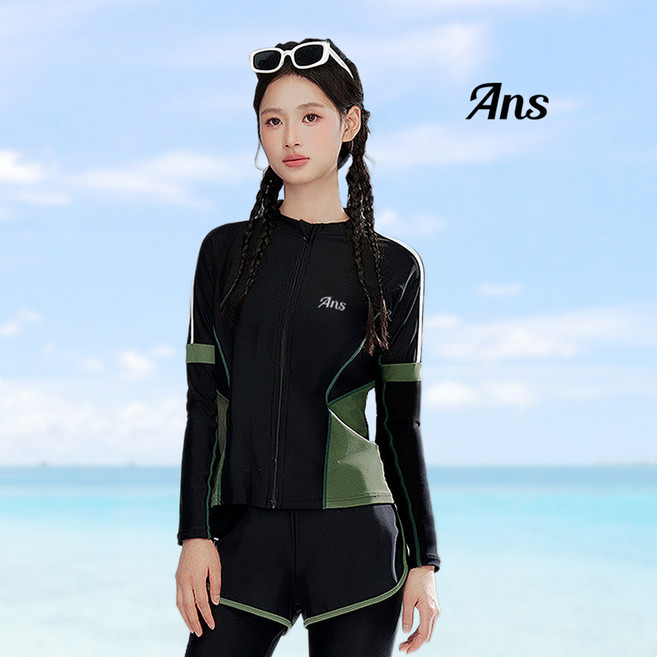 <특가행사> ANS 모든시크 고급스판 여성 수영복 브라캡 내장 브라탑 숏 팬츠 워터레깅스 이너 팬티 래쉬가드 수영복 5종 세트 526