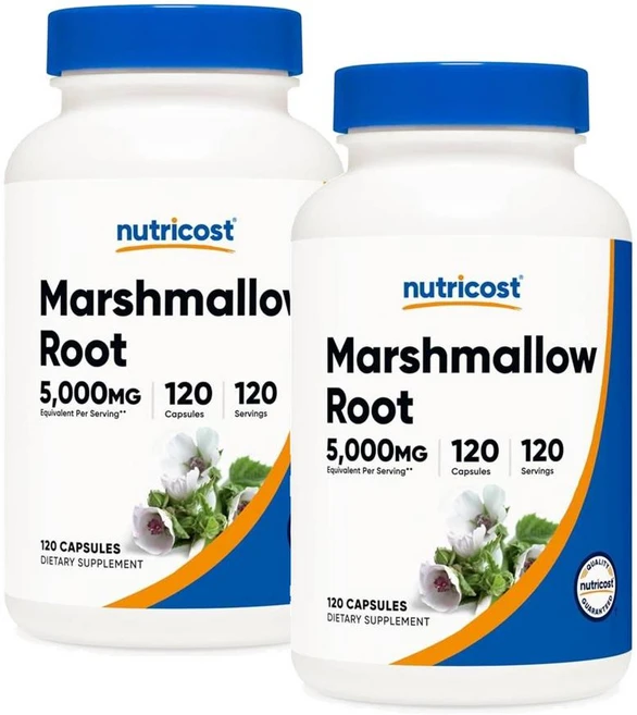 뉴트리코스트 마시멜로우 뿌리 추출물 5000mg 캡슐 Nutricost Marshmallow Root, 2개, 120정 - 쿠팡