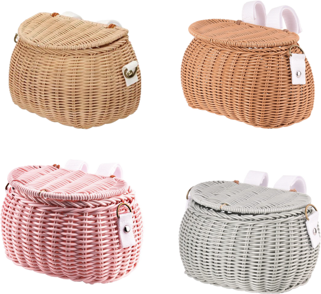 킥보드 자전거 라탄 바구니 악세사리 가방 이디뚜뚜 라탄바구니, 브라운, 1개