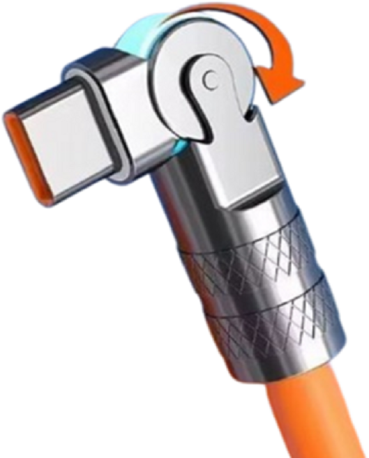키넬 180도 꺾임방지 USB C타입 9V 2A 고속충전 케이블 스마트폰 호환, 1개, 오렌지, 100cm