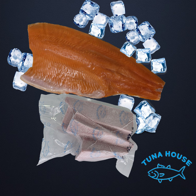 [튜나하우스] 신선냉동 코호연어필렛 1kg + 황다랑어 정육 500g(세트), 1세트, 코호 냉동연어 1kg + 황다랑어 정육 500g