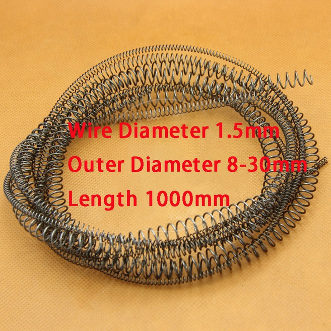 2PC 미터 스프링 압력 외경 압축 길이 강철 30MM 직경 자형 5MM 1000MM 와이어, 19 1.5x25x1000mm, 1개
