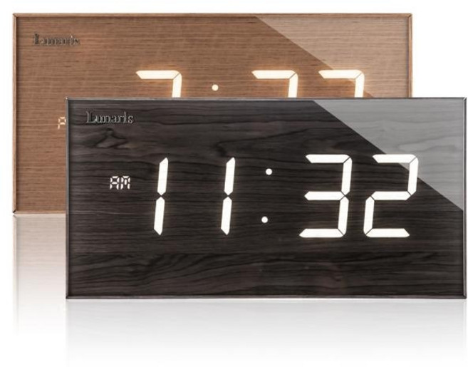 루나리스 FM수신 클래식 LED 전자벽시계, 월넛브라운
