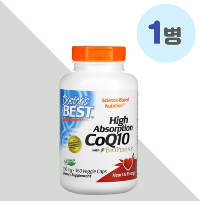 닥터스베스트 고흡수 코큐텐 코엔자임 Q10 유비퀴놀 바이오페린 100mg 닥터베스트 베지 캡슐 360정, 1개