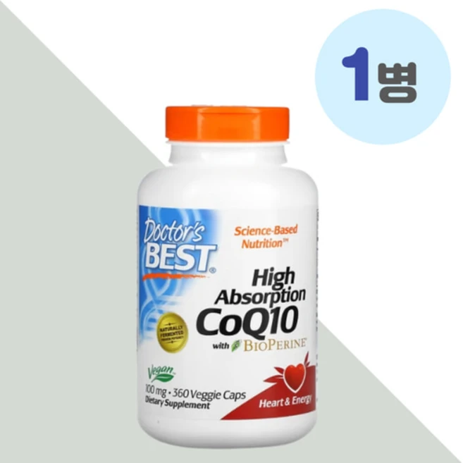 닥터스베스트 고흡수 코큐텐 코엔자임 Q10 유비퀴놀 바이오페린 100mg 닥터베스트 베지 캡슐 360정, 1개 - 쿠팡