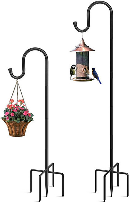 KELAKE 화분 선반 철제 셰퍼드 후크 가든 말뚝 5다리 걸이 정원 화단 꾸미기, 외갈고리 1 hook, 1개