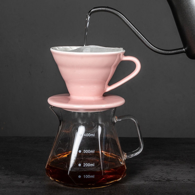 手沖咖啡陶瓷濾杯套組，附贈濾紙，適用於手沖咖啡器具, 1個, 450cc