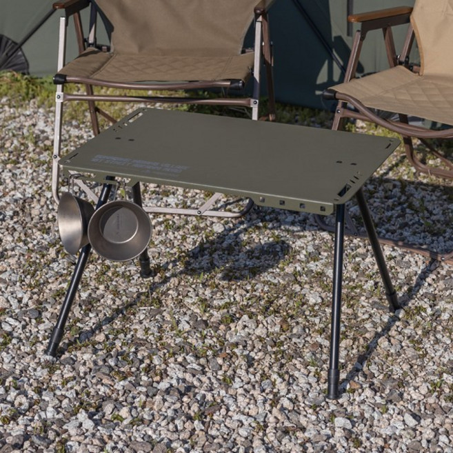 아베나키 시크 플랫 테이블 60 x 40cm 높이조절, 카키