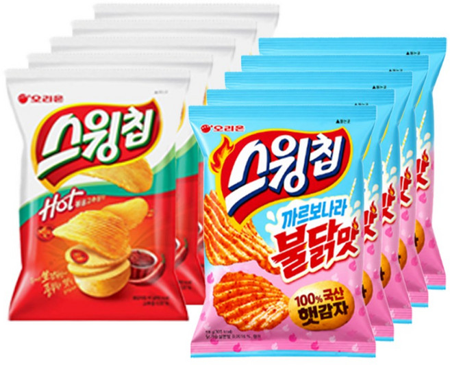 스윙칩 까르보나라불닭맛 100g+스윙칩 볶음고추장 60g, 5세트, 160g
