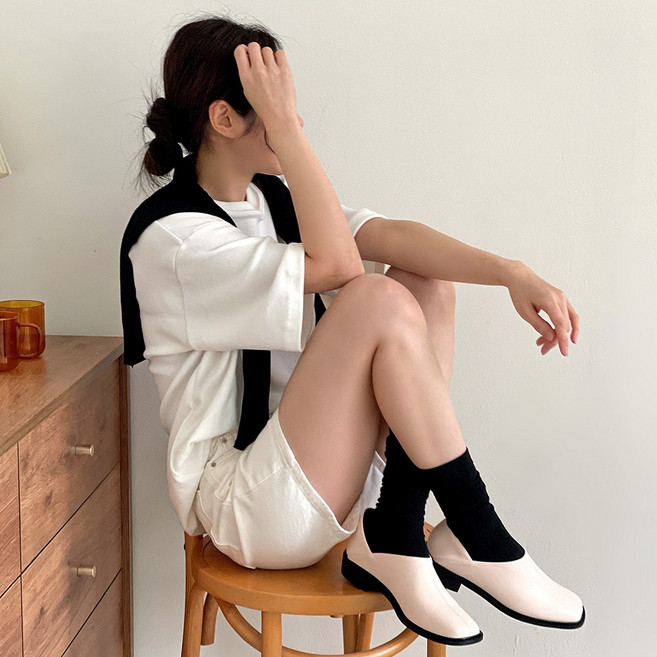 플라틴베이지 꺽어신는 2way 스퀘어토 로퍼 블로퍼 겸용 여성 단화 (빅사이즈/발볼넓은/바부슈)