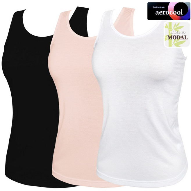 제이지몰 여성 모달 실키 런닝 3매 민소매 나시 부드러운 이너 속옷