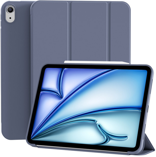 iPad 보호 케이스 자동 잠자기/깨우기 Apple 5/6/7/8/9/10/11 세대 10.2 Soft TPU Air/4/5/6/7 얇고 가벼운 보호 케이스 10.9인치에 적합, 보라, 1개