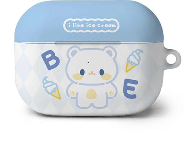 로랜텍 에어팟 프로 블루투스 무선 이어폰 케이스, 아이스크림 베어