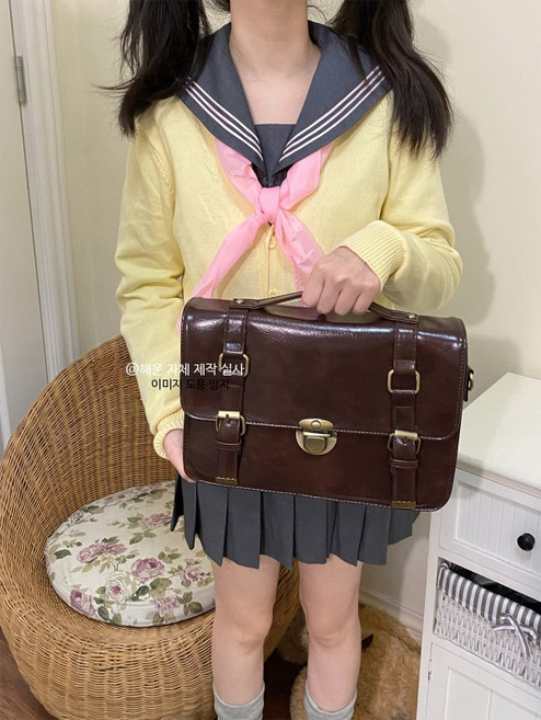 서류 학생 일본 빈티지 사첼백 복고 가방 파우치 여성 스쿨백 노트북 숄더 학교 레트로
