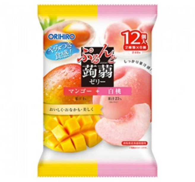 일본 오리히로 곤약젤리 백도+포도맛 12개입, 1개, 1cm