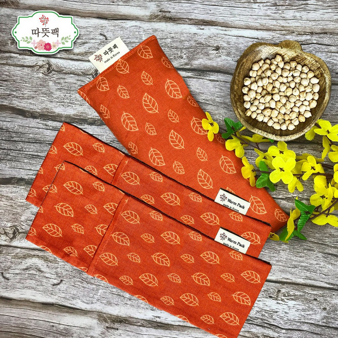 따뜻팩 [ 눈 ] 100% 천연 찜질팩 팥 콩 현미 온열안대 아이필로우 국내제작, 12.오렌지/콩_1개+순면커버_2개, 1개