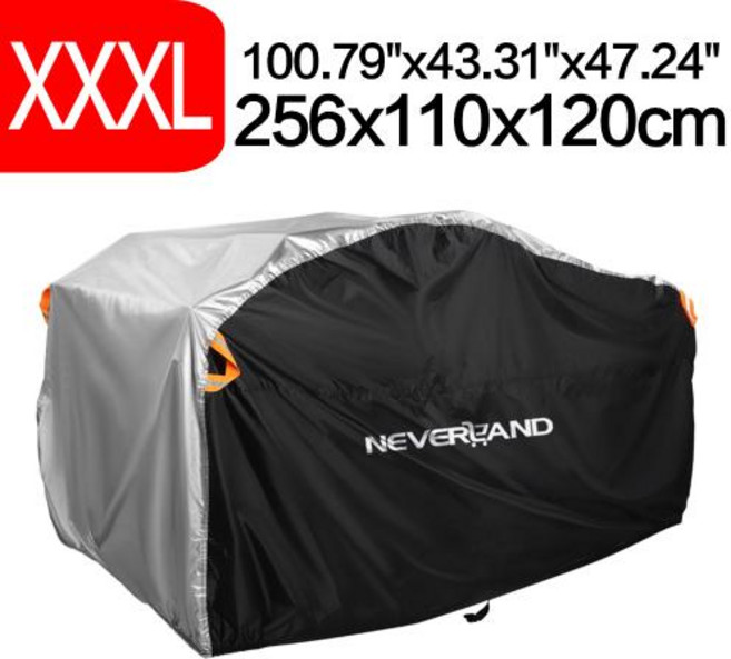 오토바이 방한 커버 쿼드 자전거 ATV 범용 190T 차량 스쿠터 카트 M L XL XXL XXXL 블랙 실버, BlackSilver Logo-3XL, 1개