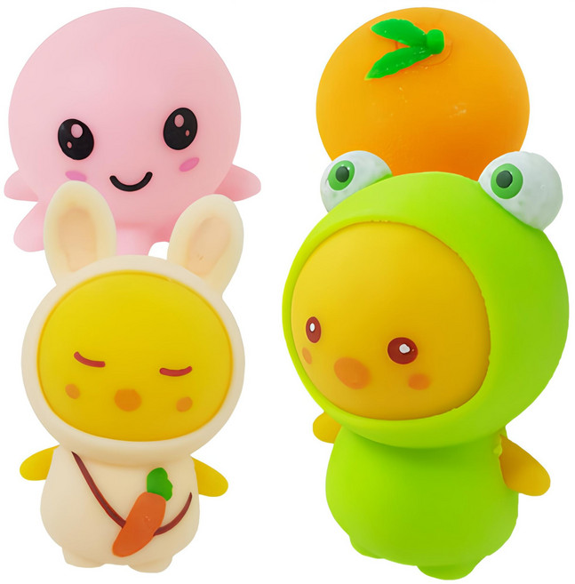 아가플러스 말랑이 귤 + 문어인형 + 옷입히는 병아리 2종 세트, 랜덤발송, 1세트