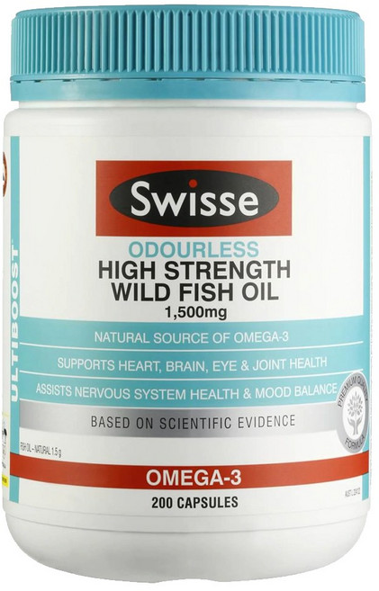 스위스 얼티부스트 와일드 오도리스(냄새없는) 피쉬오일(오메가3) 1000mg 200 캡슐, 200정, 1개