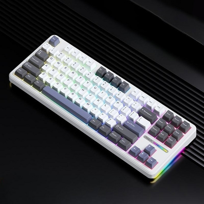 AULA 독거미 F87 기계식 키보드 텐키리스 유선 게이밍 RGB 백라이트, 제조사축, 그레이축 V4, F87 스타트랙