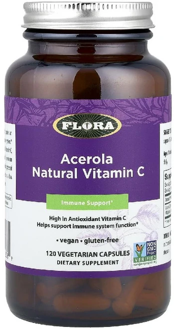 플로라 유기농 아세로라 천연 열매즙분말 비타민C 100mg 베지 캡슐 120정 이뮨, 1개 - 쿠팡