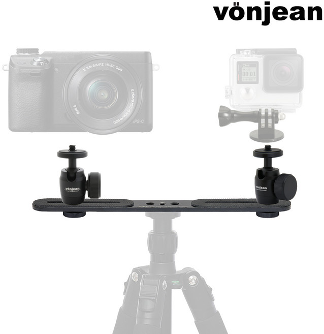 KP-033 브이로그 듀얼 브라켓 - 카메라 액션캠 조명 촬영보조용품 KIT, 1세트, KP-033 브라켓+VD-131GX2 듀얼 미니 볼헤드