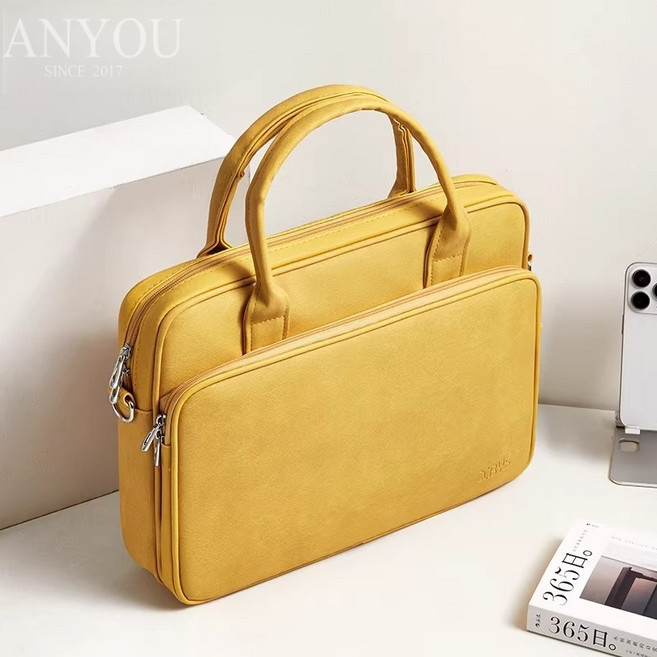 [프리미엄 가죽] 14인치 노트북 가방 여성용 - 방수 토트백 멀티백 수화물 걸이+수납 포켓 (13~16인치 호환)