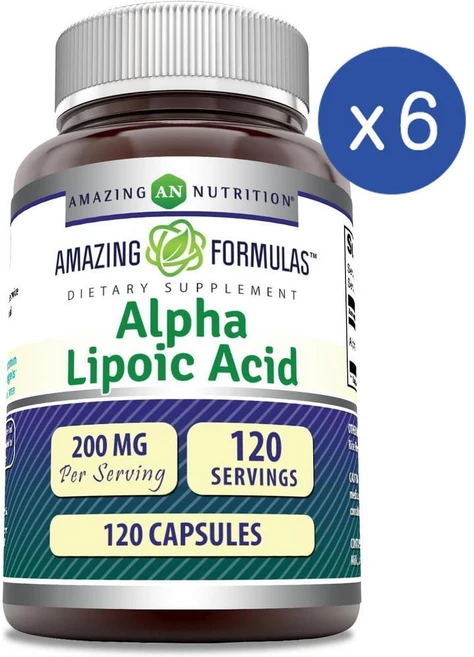 어메이징 뉴트리션 알파리포산 200mg 캡슐 Amazing Nutrition Alpha Lipoic Acid, 알약/캡슐, 6개, 120정 - 쿠팡