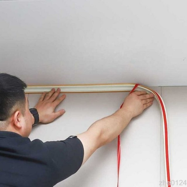 욕실천장몰딩 pvc 코너 라인 자체 접착 마감재 장식 인테리어 방수 화장실-화이트 3m (폭 36mm), 골드 3m (폭 36mm)