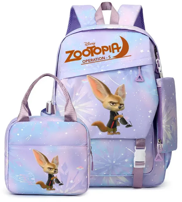올스토어 만화 Zootopia 2 배낭 3pcs 세트 소년 소녀를위한 경량 소프트 백 학교 가방 십대 노트북, 02 same as picture