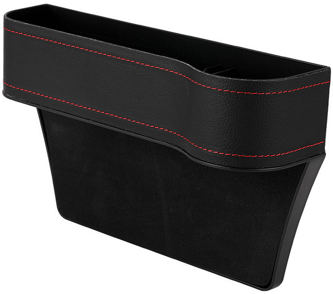 루나버블 차량용 좌석 시트 사이드 가죽 멀티 포켓 수납함 [운전석 조수석] 보조석 컵홀더 음료 커피 폰 다용도 틈새 보관함 정리함, 가죽블랙-조수석포켓, 1개