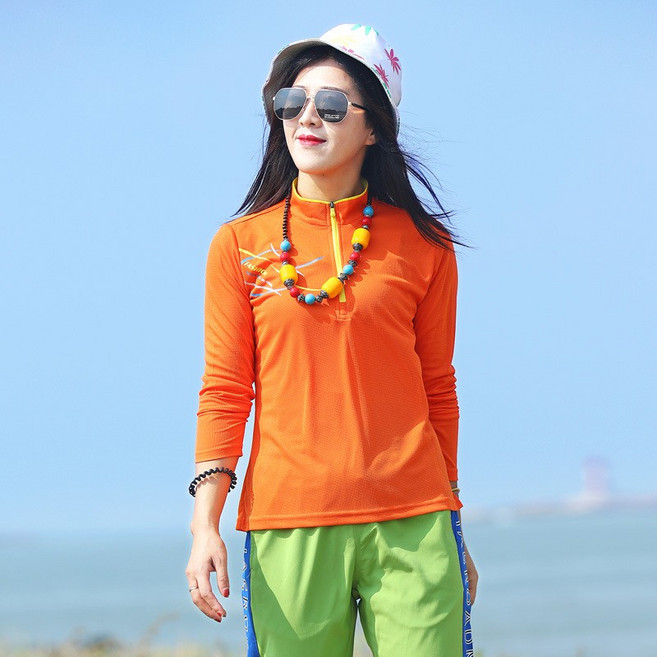 超彈力透氣情侶機能衣 登山休閒女款立領長袖排汗快乾衣 台灣現貨吸濕排汗衫 休閒運動速乾上衣