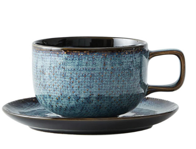 루전 니트 데님 커피잔&소서 1인조, 데님블루, 1세트