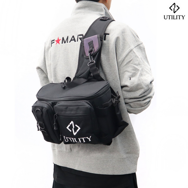 유틸리티 멀티 웨이스트 백 다용도 낚시 소품 채비 가방, 블랙, 블랙