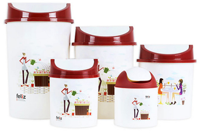 플라코 펠리즈 인테리어 원형 스윙 휴지통 1개 그린 레드 브라운 4L 5L 10L 20L, 그린10L