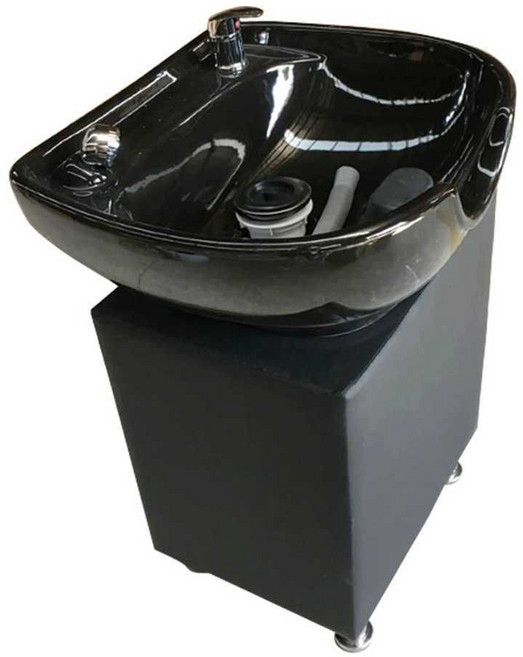 미용실 샴푸대 도기 이동식 헤어샵 병원 수직, 받침대가 없는 배수구가 있는 검은색 분리형 세라믹 세면, 받침대가없는배수구가있는흰색분리형세라믹세면대