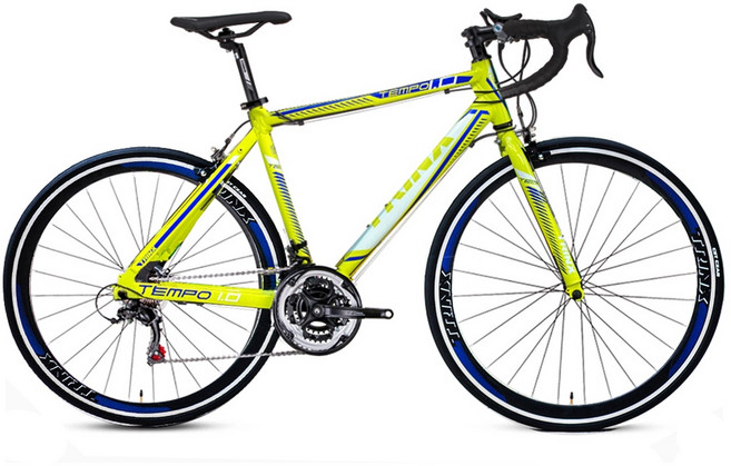 BIKEDNA TEMPO1.0 700C 輕量鋁合金SHIMANO變速21速彎把公路車搭載副煞前後快拆設計專為入門練騎, 1個, 黃色