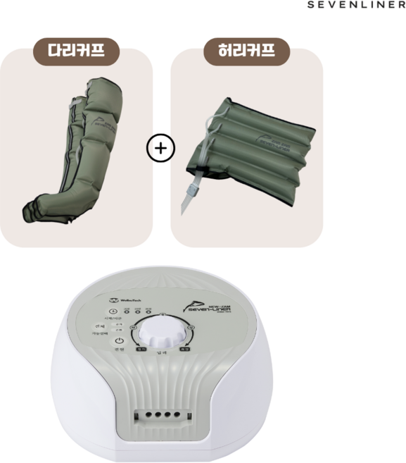국내제조 세븐라이너 뉴잼 WBM-50G +허리커프 세트 공기압 다리 마사지기 발안마기 종아리마사지기, 세븐라이너 뉴잼 WBM-50G + 허리 커프